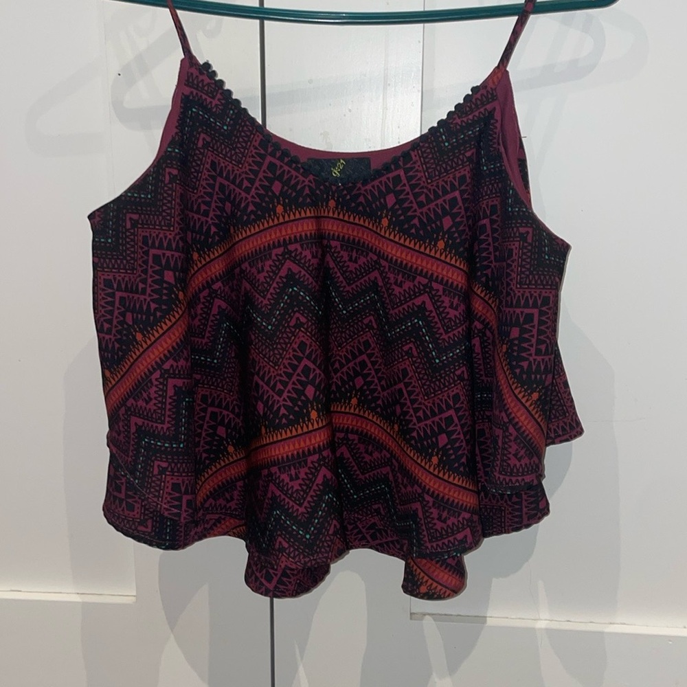 Women's Pink and Black Patterned Top